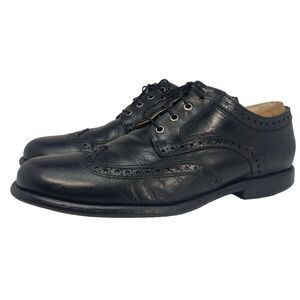 Frye Black Leather Wingtip Oxford Dress Shoes Mens 10D Brogue Lace Up 4001